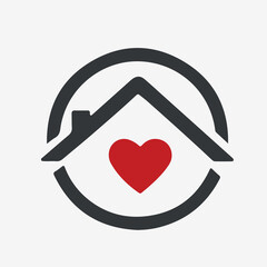 Stay home heart sticker icon for quarantine company coronavirus covid
