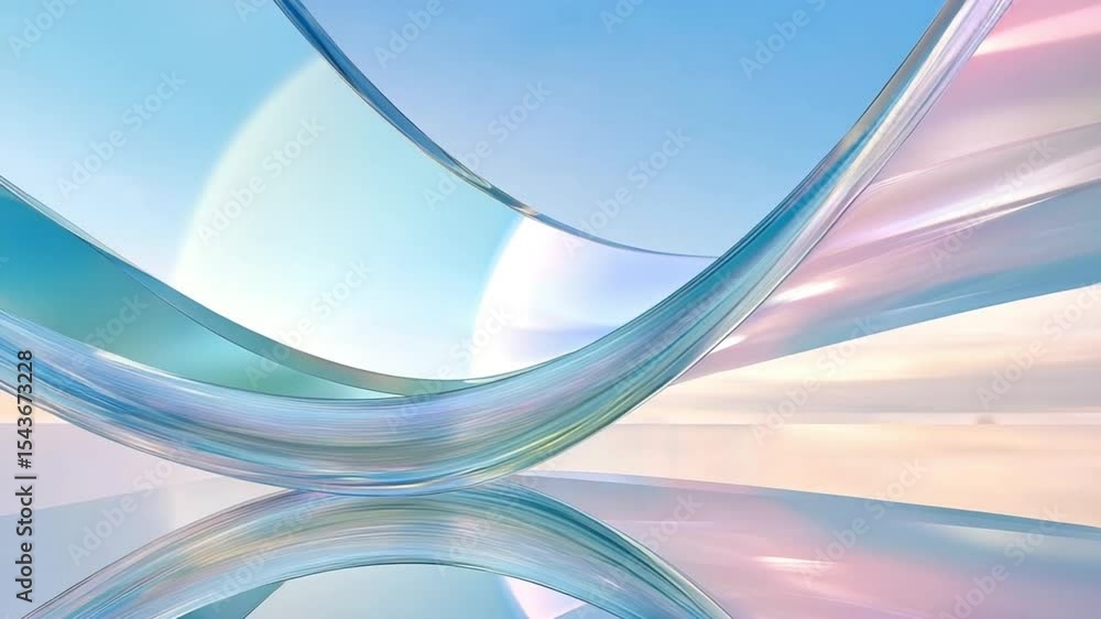 Poster Abstract Wave and Reflection: A serene visual symphony of flowing lines and ethereal hues creates a sense of depth and tranquility.