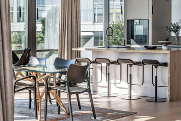 modern luxury dining room interior, 3d render