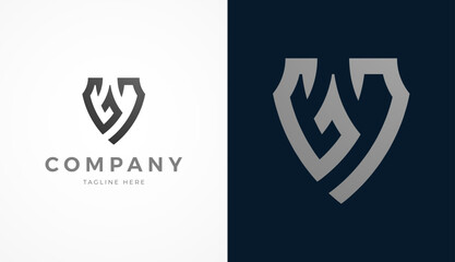 Initial Letter GJ Shield Logo Design, Stylish letter GJ forming a Shield icon, usable for brand and company logos, vector illustration