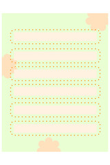 Green empty blank to do list notes with cute pattern. Weekly and daily schedule not forget papers concept.