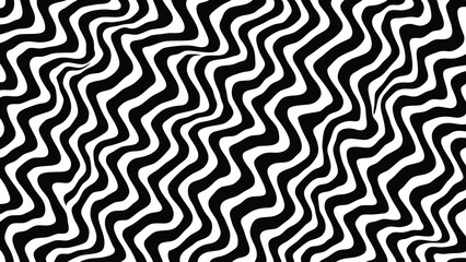 Abstract background with black and white wavy lines creating an optical illusion effect that is hypnotic