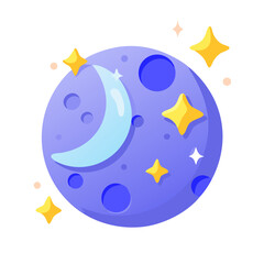 Moon with stars Material SVG Icon