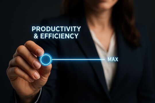 Businessman drawing productivity efficiency concept