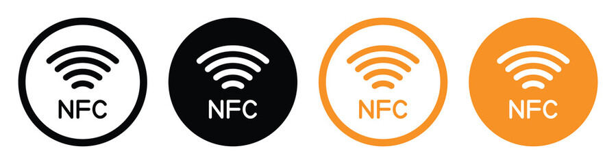 NFC Contactless Payment Icons – Wireless Pay Symbol and Credit Card Tap Vector Set, vector illustration.