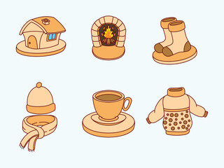 Cozy Winter Essentials Vector Icon Set