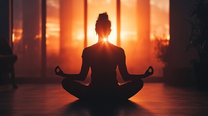 silhouette of a woman meditating