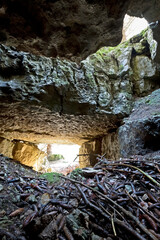 Austro-Hungarian Fort of Luserna: cave shelter near the officers' barracks. Luserna, Trentino, Italy.