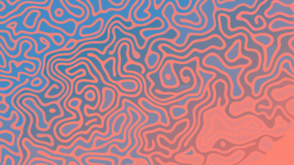 Abstract background with winding lines in coral and blue creating a complex pattern design effect