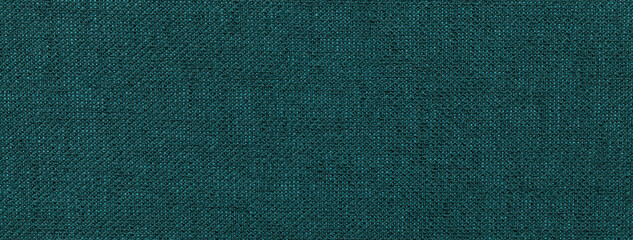 Texture dark teal textile material background, macro weave pattern. Structure vintage emerald...