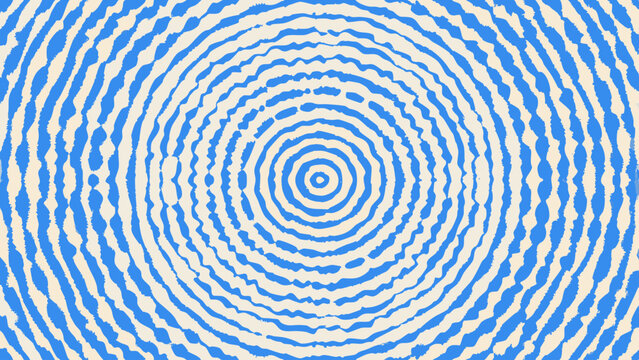 Abstract concentric circles with wavy blue lines on a light background creating a hypnotic pattern effect