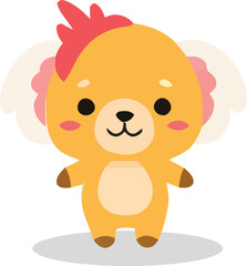 Cartoon KoalaLike Creature with Red Tuft and Pink Cheeks Standing Upright.