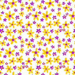 Pattern con fiorellini viola e gialli