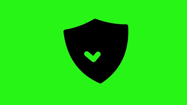 Verified shield symbol animation in 4k with green screen