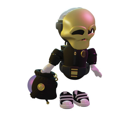 3d render spaceman astronaut flying with rocket 3d illustration design