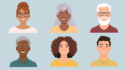 Friendly customer segment illustration showcasing diverse consumers with various hairstyles