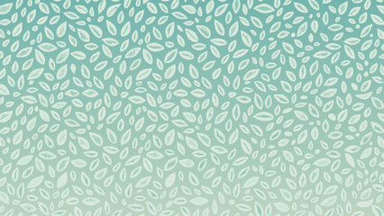 Illustration of a dense pattern of white leaves on a gradient turquoise background with soft texture effect