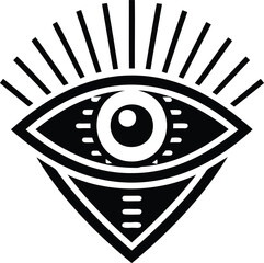 Monochromatic depiction of the Eye of Providence, a powerful esoteric symbol