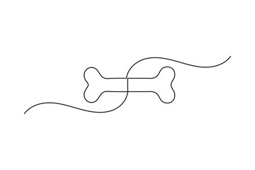 Dog Bone Icon Single Line Minimalist Art Vector Illustration