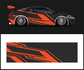 Black and Orange Sport Car Wrap Design Template