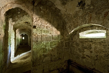 Fort Brusafer, Austro-Hungarian historical site of the Great War: interior of the caponier with the...