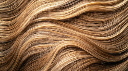 A close-up of a woman's hair with blonde highlights against a dark background.
