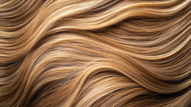 A close-up of a woman's hair with blonde highlights against a dark background.