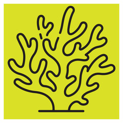 Obraz premium Abstract coral reef illustration with black outline on a vibrant yellow background