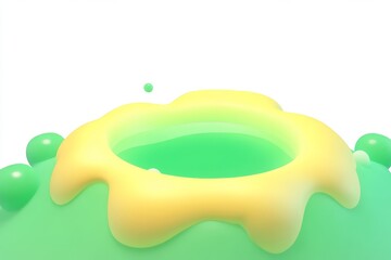 3D cartoon brine pool death zone icon in toxic yellow and ooze green, ultra high definition isometric view on white background