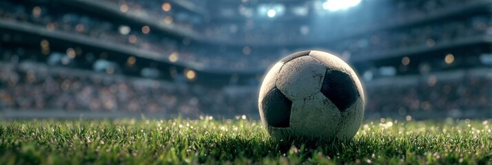 Soccer Ball on Grass in Stadium