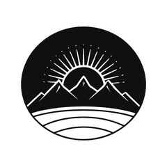 Mountain Sunrise Logo Vector Illustration Design