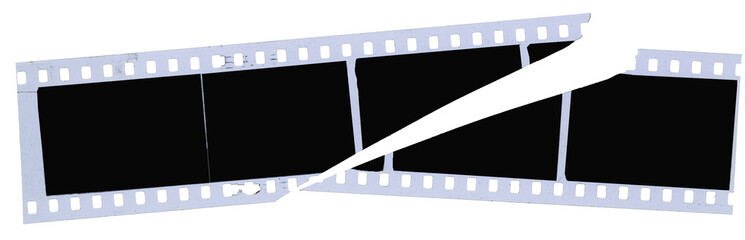 Jammed vintage 35 mm camera film strip, free space for pics