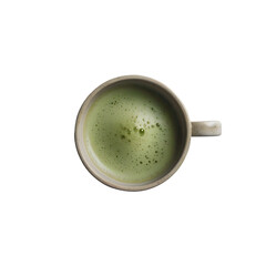 Matcha Green Tea Cup Isolated on White Background PNG