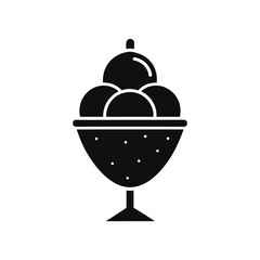Fototapeta premium Ice cream sundae dessert black silhouette icon