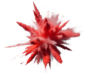 Red and white powder explosion isolated on transparent background