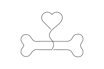 Dog Bone Icon Single Line Minimalist Art Vector Illustration
