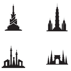 Fototapeta premium Silhouettes of iconic buildings showcasing architectural design and historical significance for travel concepts