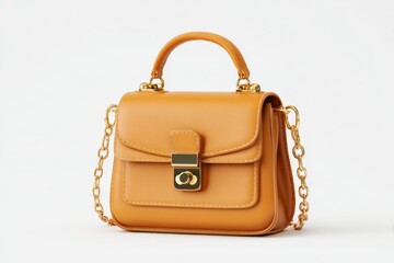 Brown Purse with Chain Strap and Gold Accents