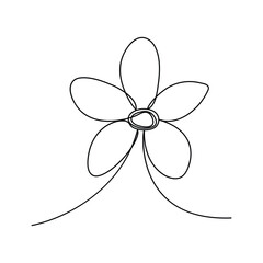 Plumeria flowers in continuous line art drawing style. One continuous line drawing of Plumeria flower Frangipani simple linear style.