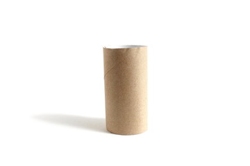 One toilet paper roll is on a white background.