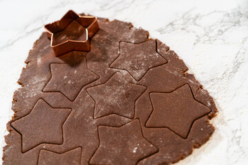 Step-by-Step Chocolate Gingerbread Cookies with Star-Shaped Cutouts
