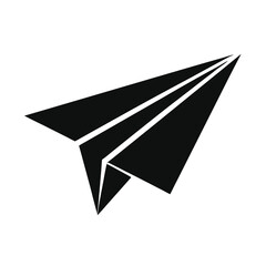 Paper airplane silhouette black and white vector