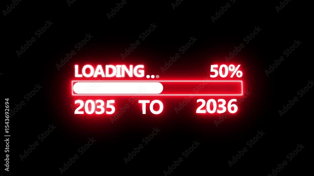 Poster new year 2036 loading bar animation. year changing from 2035 to 2036 concept. loading bar from 2035 