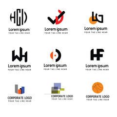 Mega logo collection, Abstract design concept initial verities latter logo