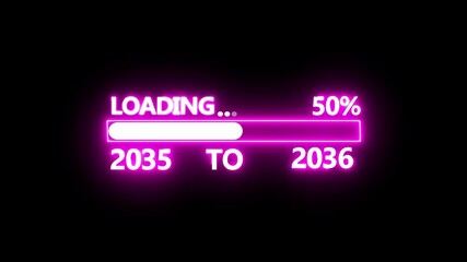 New year 2036 loading bar animation. Year changing from 2035 to 2036 concept. Loading bar from 2035 to 2036 new year transfer animation  arrow direction change new year screen on black background. - Powered by Adobe