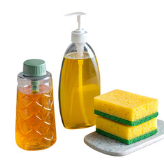 Bottle of Dishwashing Liquid Isolated on White Background

