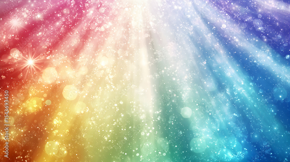 Poster abstract light burst with rainbow colors and sparkling particle effects