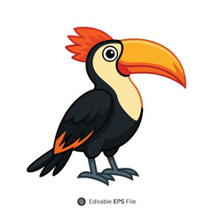 Cartoon Rufous-necked Hornbill Bird Orange Black Yellow Illustration