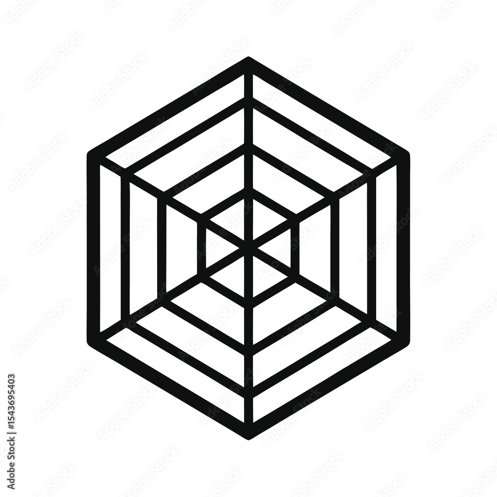 Poster abstract hexagon web pattern black and white