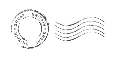 Postage stamp United Kingdom. Rubber postal stamp UK. Vintage vector illustration in grunge style.